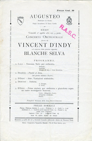 [Strauss, Richard. (1864–1949)] [Toscanini, Arturo. (1867–1957)] [Widor, Charles-Marie. (1844–1937)] [D'Indy, Vincent. (1851–1931)] [Mascagni, Pietro. (1862–1945)] [Walter, Bruno. (1876–1962)] [Mancinelli, Luigi. (1848–1921)] [Mengelberg, Willem. (1871–19