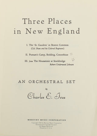 Ives, Charles. (1874–1954) Collection of Printed Vocal and Instrumental Music