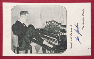 [Piano] Jacobsen, Tom "Tommy Twinkletoes." (1915–1973) "The Armless Pianist" - Signed Postcard Photograph