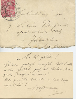 Janacek, Leos. (1854 - 1928) Autograph Note on Visiting Card