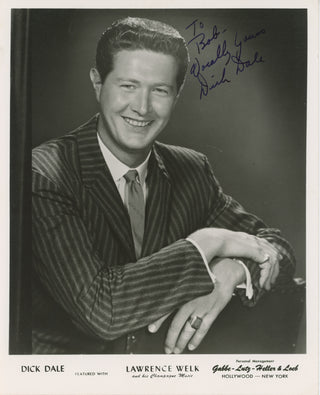 [Welk, Lawrence. (1903 - 1992)] Dale, Dick. (1926 - 2014) & Floren, Myron. (1919 - 2005) & Kesner, Dick. (1912 - 1962) & Metzger, Mary Lou Signed Photographs and Fan Club Membership Cards