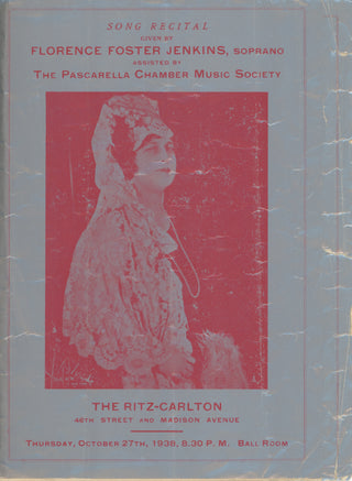 Jenkins, Florence Foster. (1868-1944) 1938 Recital at the Ritz-Carlton - Original Program