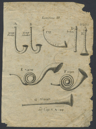 [Jewish Music] Iconismus III - Original 17th Century Engraving of Jewish Wind Instruments