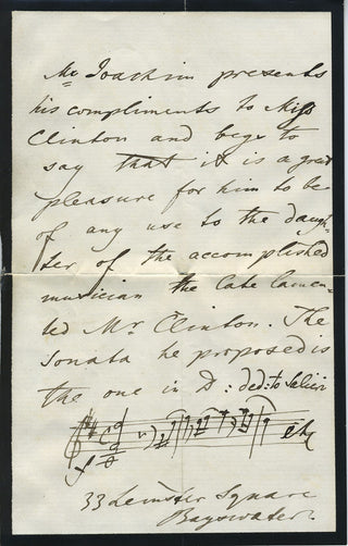 [Beethoven, Ludwig van. (1770–1827)] Joachim, Joseph. (1831–1907)  Autograph Letter including a Musical Quotation