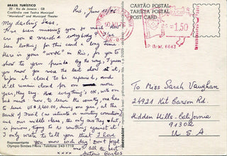 Jobim, Antônio Carlos. (1927–1994) [Vaughan, Sarah. (1924–1990)] Autograph Letter to Sarah Vaughan