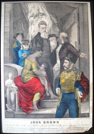 [Civil War] Currier & Ives John Brown Meeting the Enslaved Mother and Her Child on the Steps of Charlestown Jail on His Way to Execution.