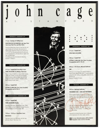 Cage, John. (1912–1992) "John Cage at Stanford" - SIGNED POSTER