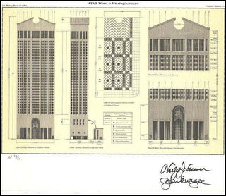 [Literature & Art] [Architecture] Johnson, Philip. (1906 - 2005) & Burgee, John. (1933) AT&T World Headquarters, ca. 1984, lithograph - SIGNED