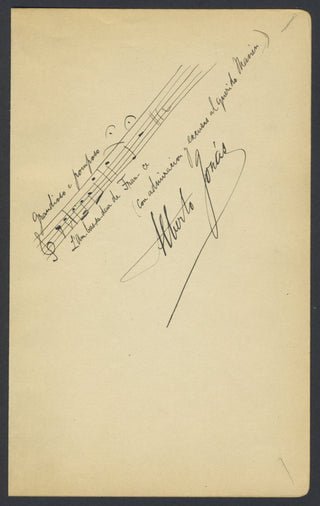 Jonás, Alberto. (1868–1943) Autograph Musical Quotation