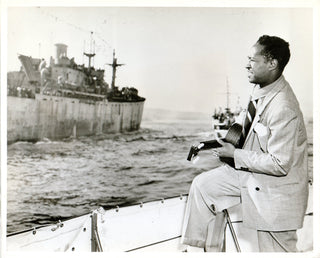 White, Josh. (1914 - 1969) Original 1945 Photograph Serenading the Tuskegee Airmen