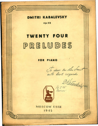 Kabalevsky, Dmitry. (1904-1987) [Smit, Leo. (1921-1999)] Twenty-Four Preludes - SIGNED AND INSCRIBED TO LEO SMIT