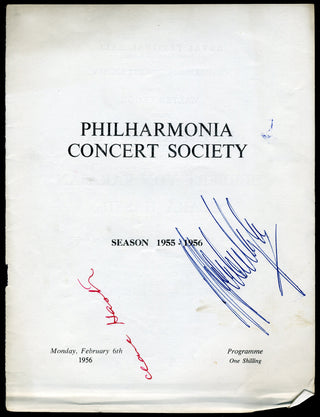 Haskil, Clara. (1895–1960) & Karajan, Herbert von. (1908–1989) Signed 1956 Program Cover