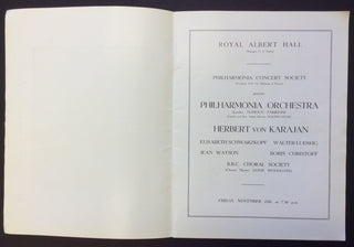 Karajan, Herbert von. (1908–1989) Signed 1949 Philharmonia Orchestra Beethoven Symphony #9 Program