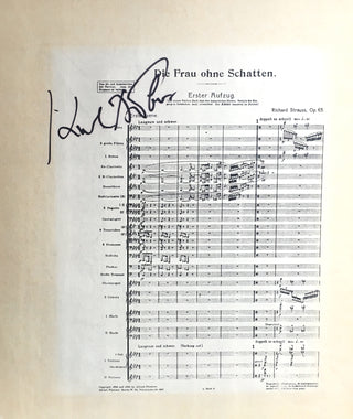 [Strauss, Richard. (1864–1949)] Böhm, Karl. (1894–1981) Die Frau ohne Schatten - SIGNED SCORE PAGE