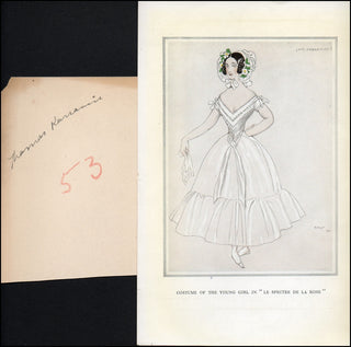 [Ballets Russes] Karsavina, Tamara. (1885–1978) Autograph Signature and Printed Bakst Portrait