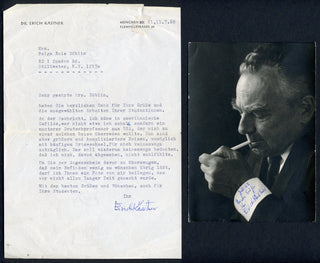 Kästner, Erich. (1899-1974) Typed Letter Signed with Signed Photograph