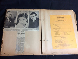 Katchen, Julius. (1926-1969) & Sayao, Bidu. (1937-1952) The Scrapbook of Katchen's Grandmother, including early autographs, programs and clippings