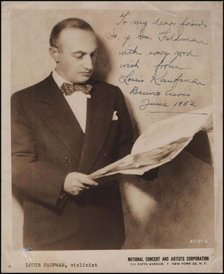 Kaufman, Louis. (1905 - 1994) Signed Photograph