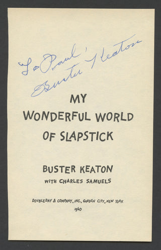 Keaton, Buster. (1895–1966) "My Wonderful World of Slapstick" - Signed Title Page