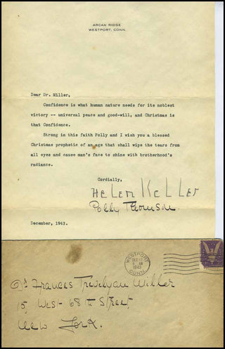 Keller, Helen. (1880 - 1968) Signed Letter with Christmas Message