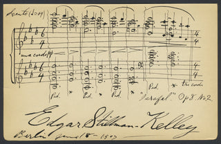 Kelley, Edgar Stillman. (1857–1944) & Busch, Carl. (1862–1943) Two Autograph Musical Quotations