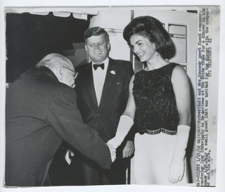 [Kennedy, John F. (1917–1963)] Stravinsky, Igor. (1882–1971)  Original Photograph at White House Dinner with Kennedy