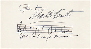 Kent, Walter. (1911 - 1994) Autograph Musical Quotation, "I'll be Home for Christmas."