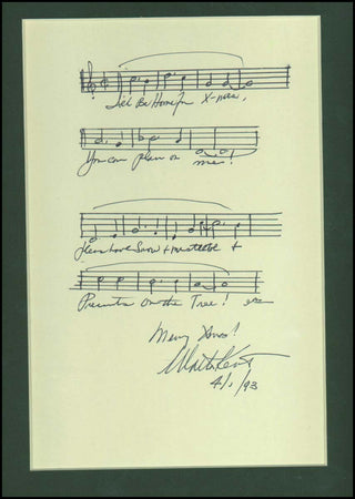 Kent, Walter. (1911 - 1994) Autograph Musical Quotation, "I&apos;ll be Home for Christmas."