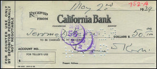 Kern, Jerome. (1885–1945) TRIPLE Signed Check!