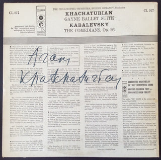 Khachaturian, Aram. (1903-1978) "Khachaturian: Gayne Ballet Suite" - SIGNED LP