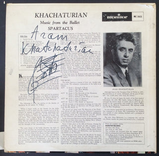 Khachaturian, Aram. (1903-1978) "Music from the Ballet Spartacus" - SIGNED LP WITH AUTOGRAPH MUSICAL QUOTATION