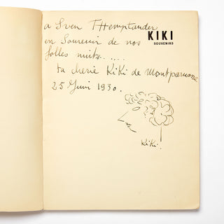 Prin, Alice. [Kiki de Montparnasse.] (1901–1953) [Ray, Man. (1890–1976)] Kiki Souvenirs - Signed and Inscribed with Self-Portrait Drawing