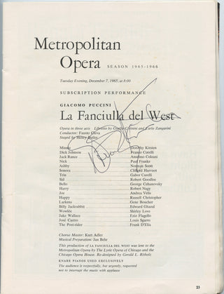 Kirsten, Dorothy. (1910–1992) Signed Program