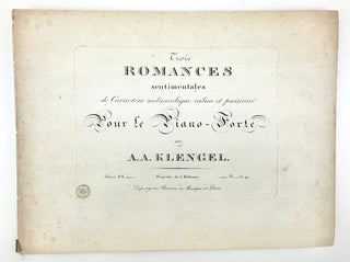 Klengel, August Alexander. (1783–1852) Collection of 9 First and Early Editions of Music for Piano