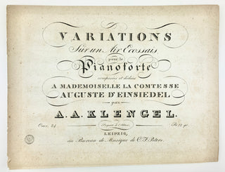 Klengel, August Alexander. (1783–1852) Collection of 9 First and Early Editions of Music for Piano