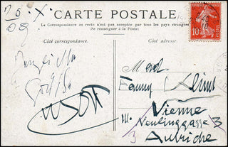 [Visual Arts] Klimt, Gustav. (1862-1918) Autograph Signed Postcard