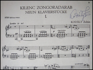 Kodály, Zoltán. (1882-1967) Kilenc Zongoradarab [Nine Piano Pieces], SIGNED