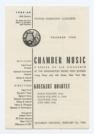 Koeckert Quartet (1939–1992) 1966 Concert Program