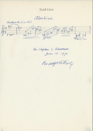 [Schoenberg, Arnold. (1874-1951)] Kolisch, Rudolf (1896-1978)  "Columbine" [from "Pierrot Lunaire"] - Autograph Musical Quotation