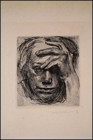 [Visual Arts] Kollwitz, Kathe. (1867-1945) [Self-portrait] Selbstbildnis mit der Hand and der Stirn.