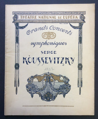 [Koussevitzky, Serge. (1874-1951) & Prokofiev, Sergei. (1891-1953) & Rimsky-Korsakow, Nikolai. (1844-1908) & Mussorgsky, Modest. (1839-1881) & Duke, Vernon. (1903-1969) & Koechlin, Charles. (1867-1950)] Grands Concerts Symphoniques - Rare Original Program