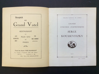 [Koussevitzky, Serge. (1874-1951) & Prokofiev, Sergei. (1891-1953) & Rimsky-Korsakow, Nikolai. (1844-1908) & Mussorgsky, Modest. (1839-1881) & Duke, Vernon. (1903-1969) & Koechlin, Charles. (1867-1950)] Grands Concerts Symphoniques - Rare Original Program