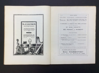 [Koussevitzky, Serge. (1874-1951) & Prokofiev, Sergei. (1891-1953) & Rimsky-Korsakow, Nikolai. (1844-1908) & Mussorgsky, Modest. (1839-1881) & Duke, Vernon. (1903-1969) & Koechlin, Charles. (1867-1950)] Grands Concerts Symphoniques - Rare Original Program