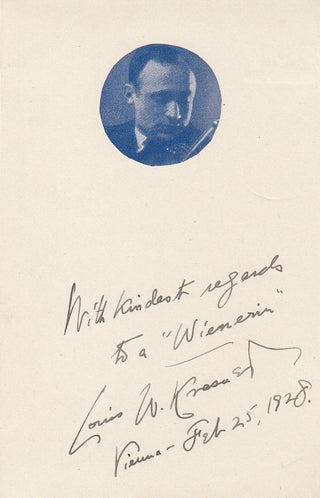 [Violinists & Cellists] Krasner, Louis. (1903 - 1995) Early Autograph Signature