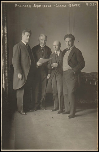 [Carnegie Hall] Kreisler, Casals, Bauer, Damrosch.  Original 1917 Photograph at Carnegie Hall