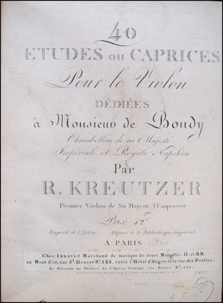 Kreutzer, Rodolphe. (1766-1831)  40 Études ou Caprices pour le Violon