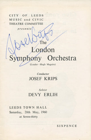 Krips, Josef. (1902–1974) Signed Program