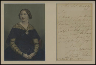 Lind, Jenny. (1820-1887) Autograph Letter and Portrait, Framed.