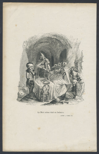 [Dance of Death] Leloir, Andrew Best.  "La Mort même était en balance" - Original Engraving