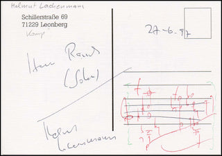 [20th Century Composer Musical Quotations] Lachenmann, Helmut. (b. 1935) Autograph Musical Quotation